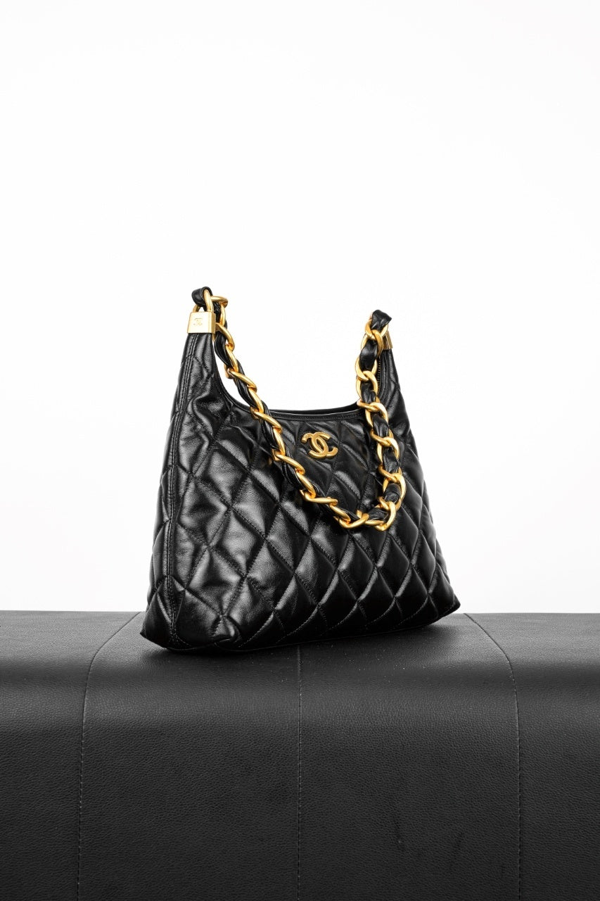 Chanel 24A CC Chain Hobo Black Bag