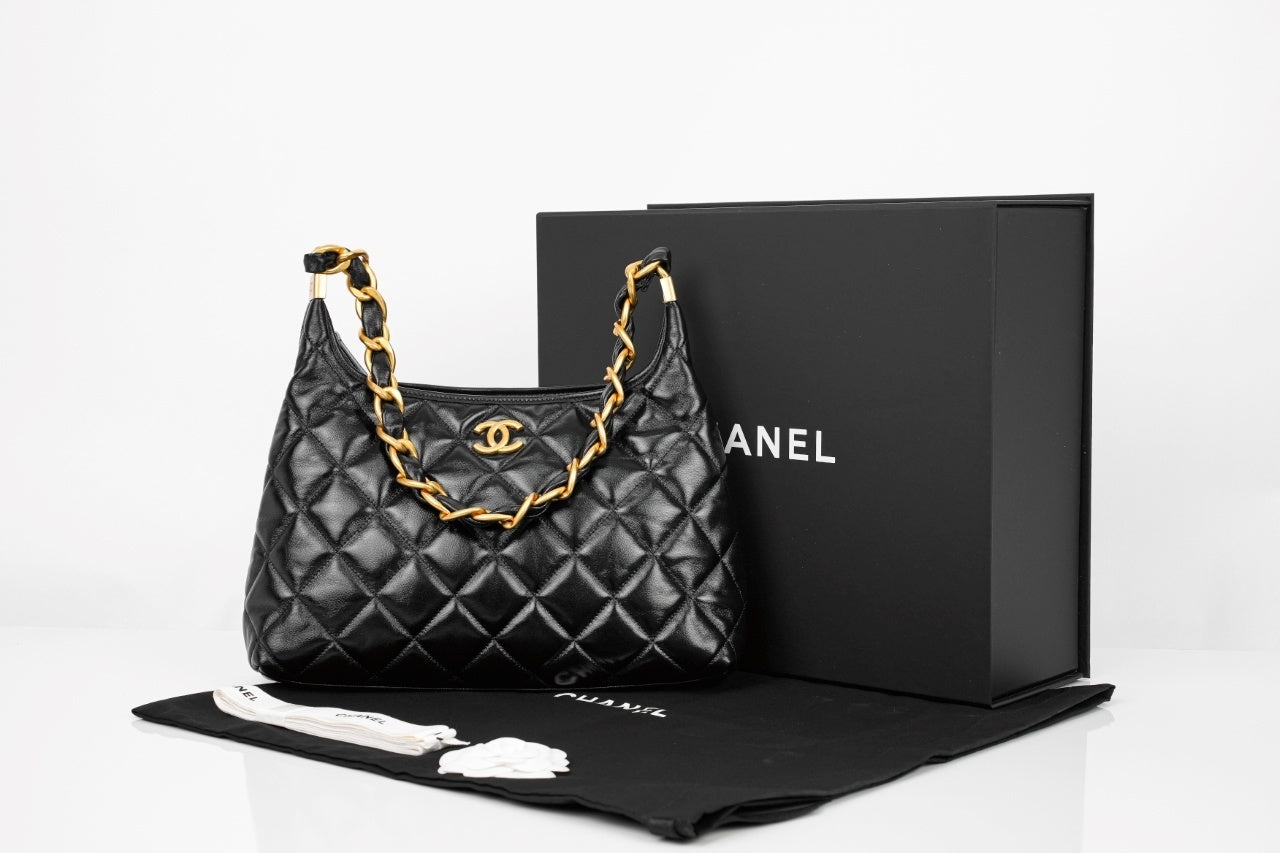 Chanel 24A CC Chain Hobo Black Bag