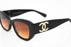 Chanel 5493 Gradient Rectangular Sunglasses in Black Acetate
