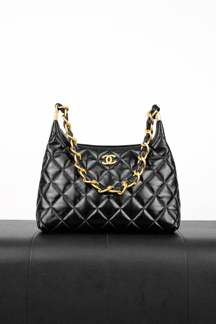 Chanel 24A CC Chain Hobo Black Bag