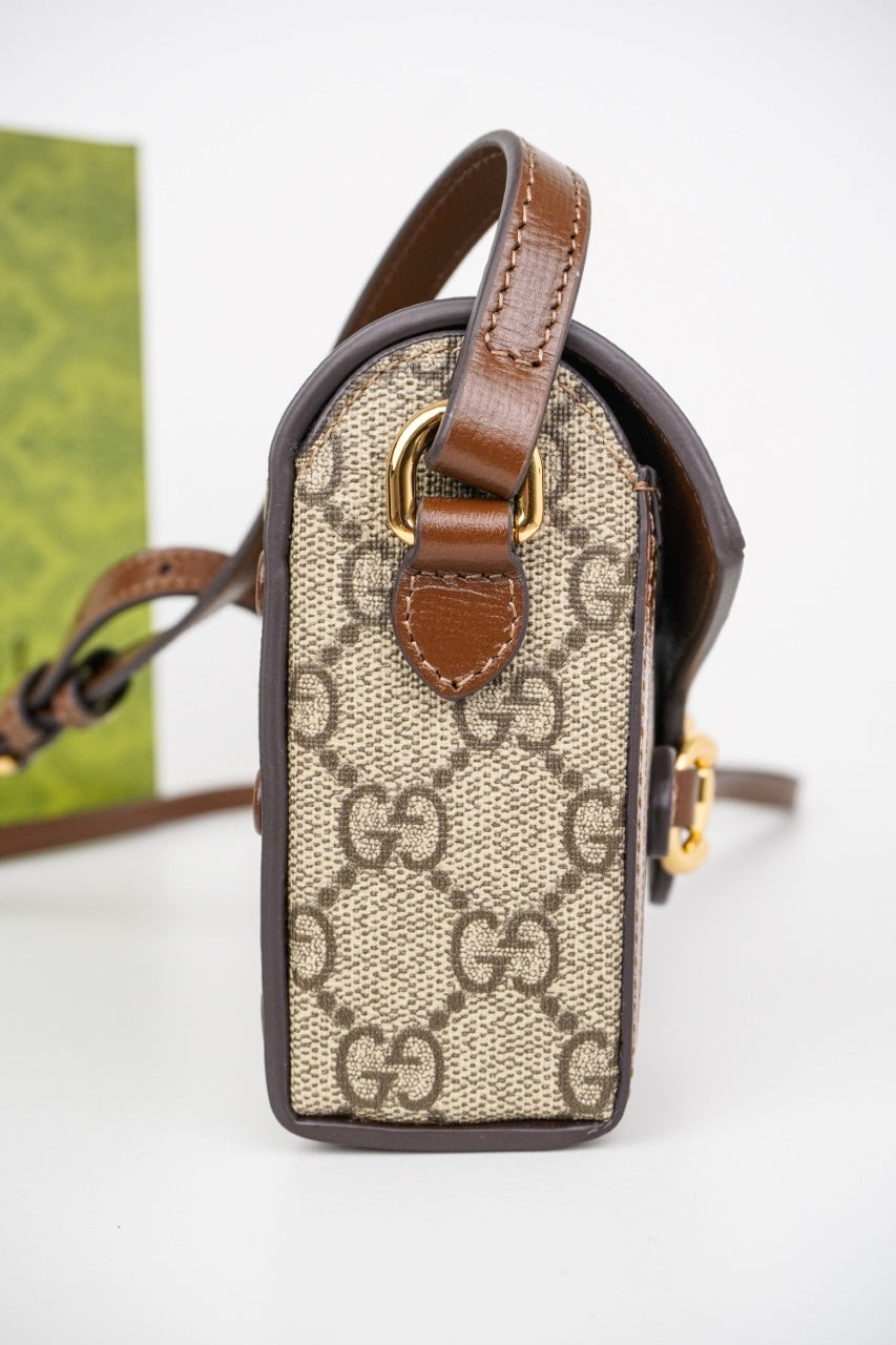 Gucci Horsebit 1955 Mini Bag (Beige&Dark Brown)