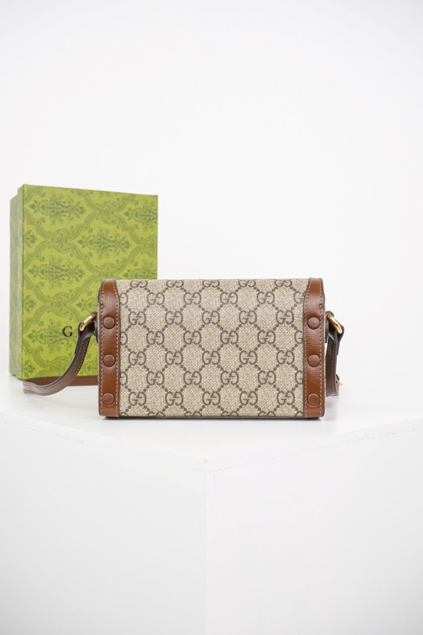Gucci Horsebit 1955 Mini Bag (Beige&Dark Brown)