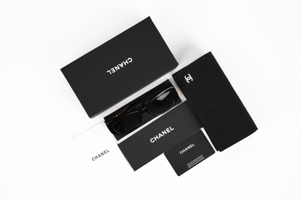 Chanel 5493 Gradient Rectangular Sunglasses in Black Acetate