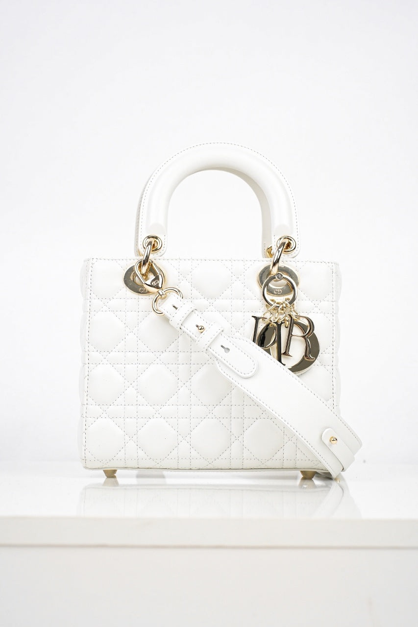 Mini Lady Dior in White Cannage Lambskin