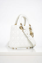 Mini Lady Dior in White Cannage Lambskin