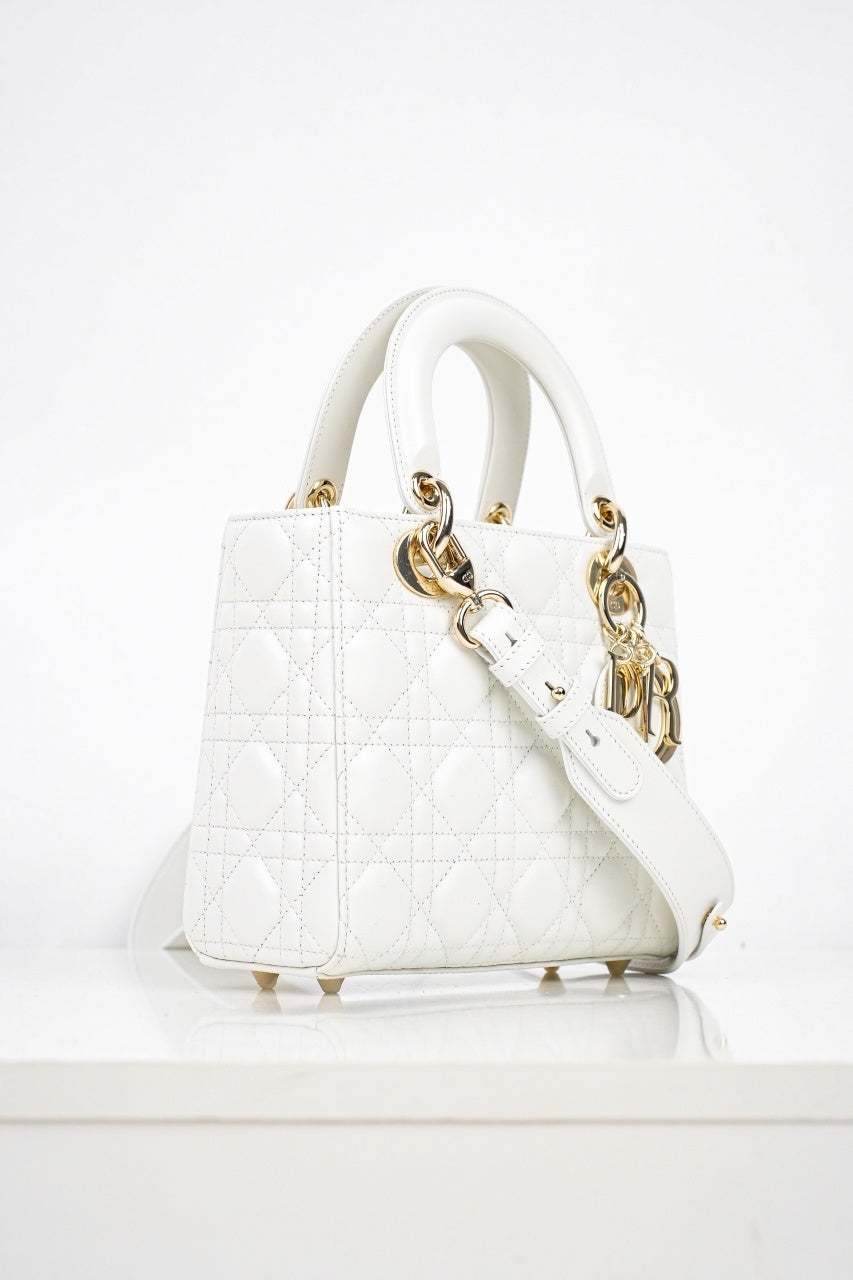 Mini Lady Dior in White Cannage Lambskin