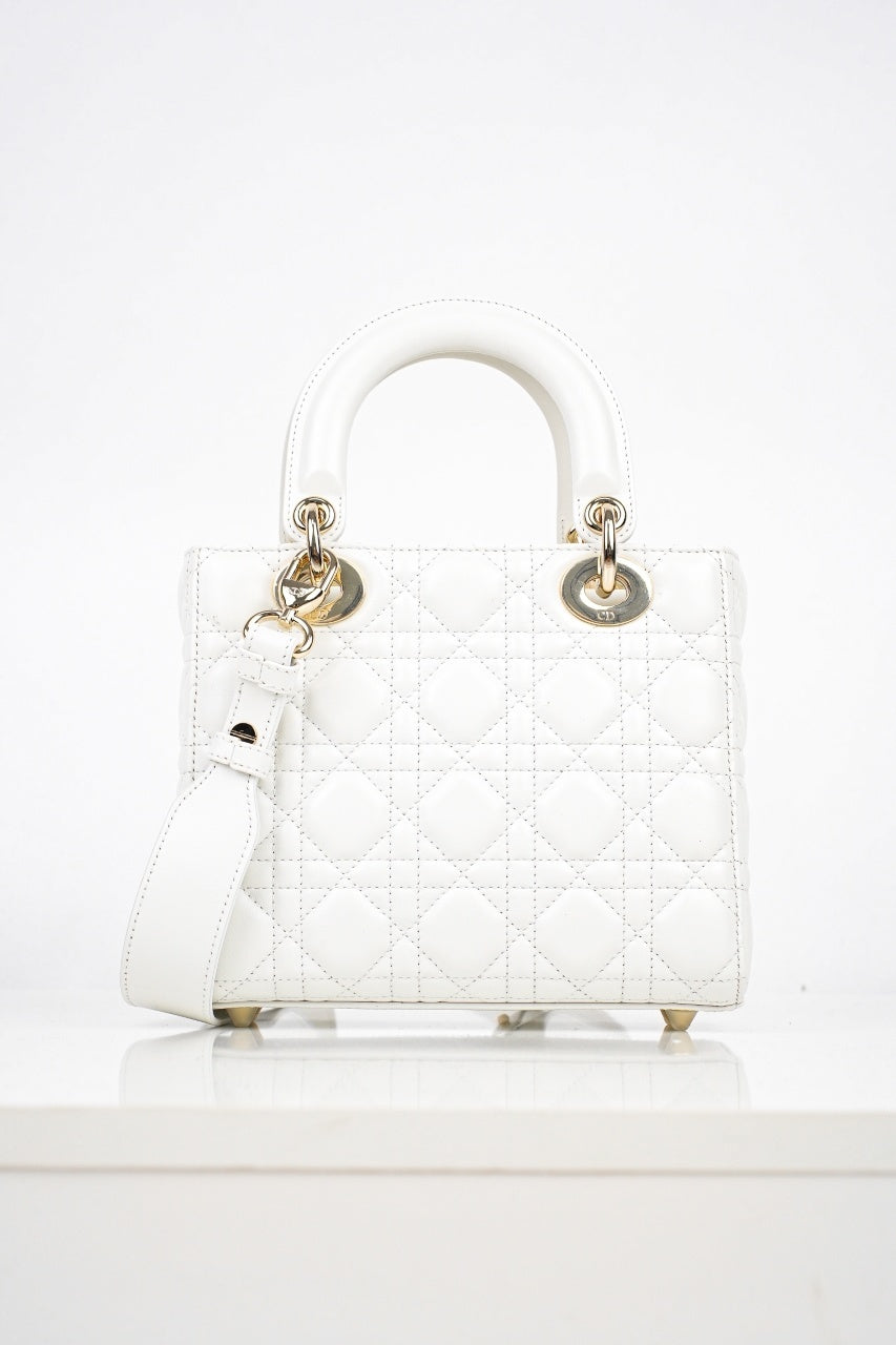Mini Lady Dior in White Cannage Lambskin