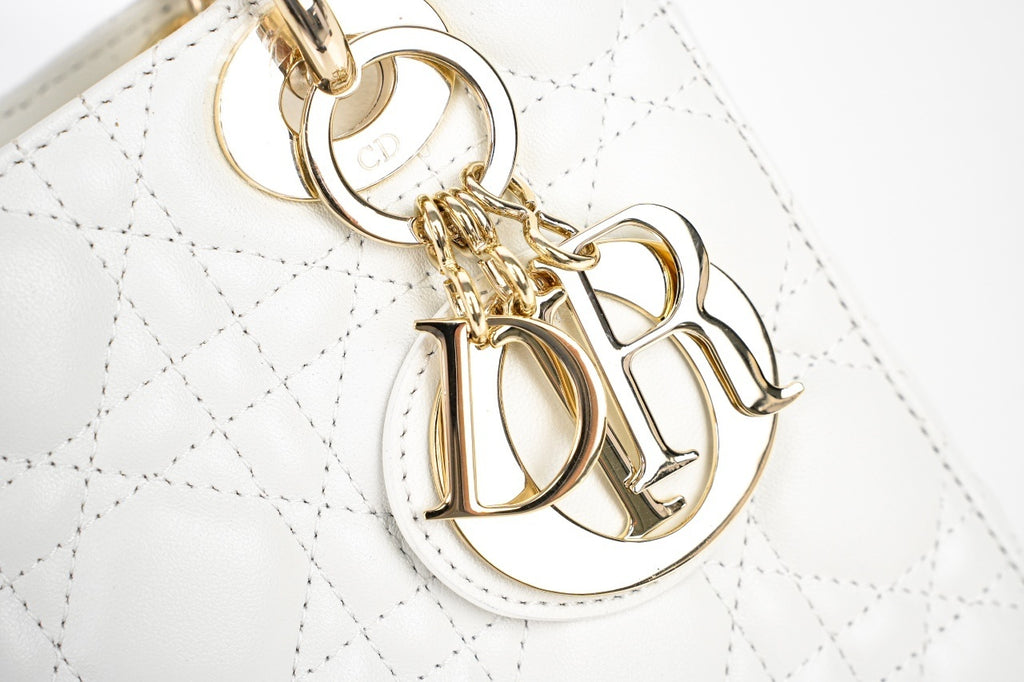 Mini Lady Dior in White Cannage Lambskin