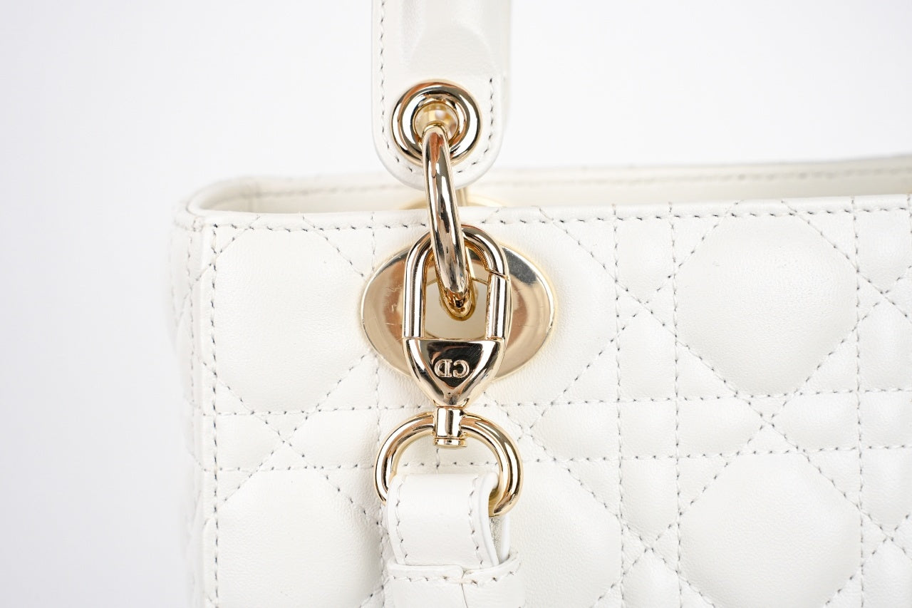 Mini Lady Dior in White Cannage Lambskin