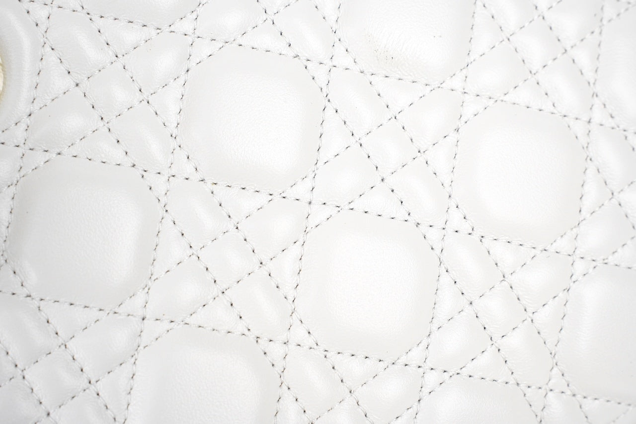 Mini Lady Dior in White Cannage Lambskin