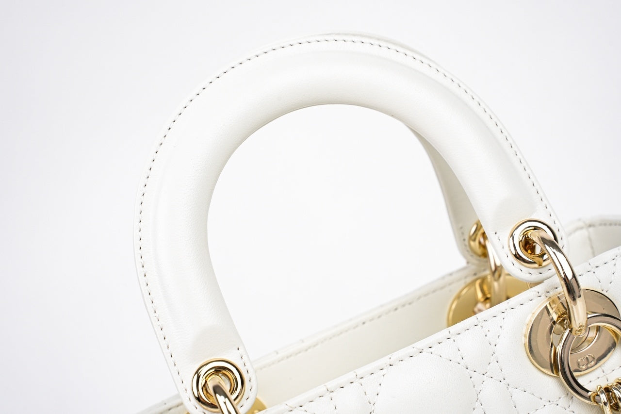 Mini Lady Dior in White Cannage Lambskin