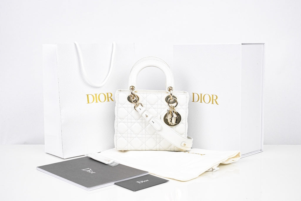 Mini Lady Dior in White Cannage Lambskin